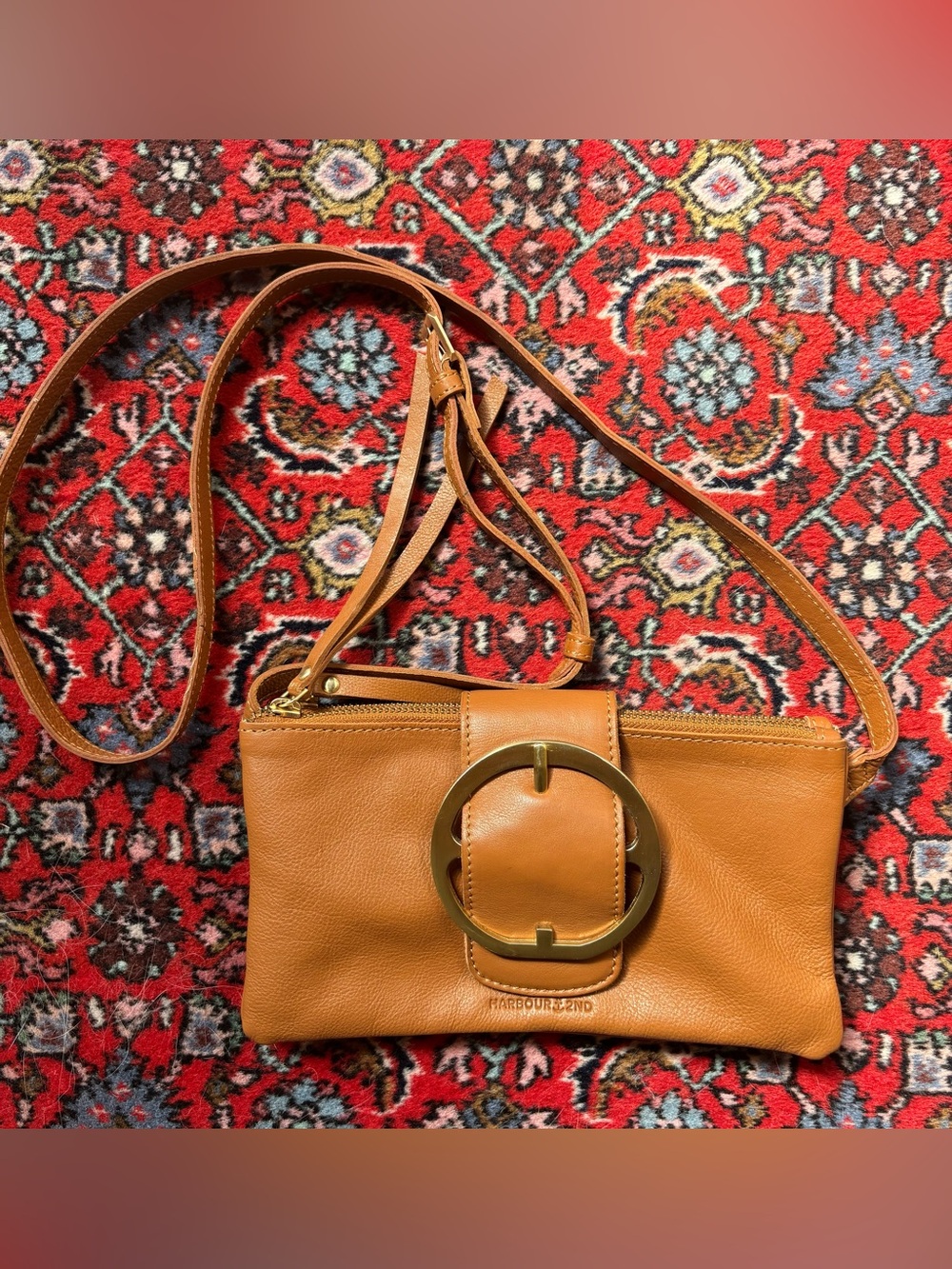 Harbour 2nd "Giorgia" Convertible Leather Crossbody Bag Purse – Cognac Tan